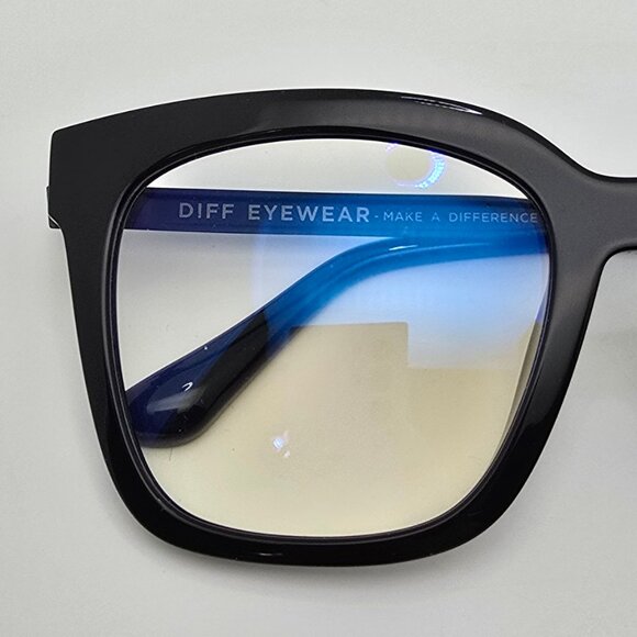 Diff Eyewear Bella Black Frame Blue Light Blocking Lens Oversized Glasses 56mm - Picture 16 of 16